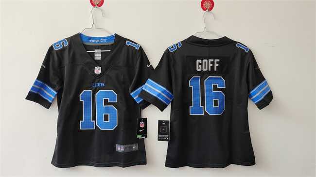 Youth Detroit Lions #16 Jared Goff Black 2024 F.U.S.E. Vapor Limited Stitched Jersey